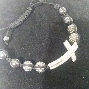 🔥Sale rhinestone cross & beaded macrame bracelet